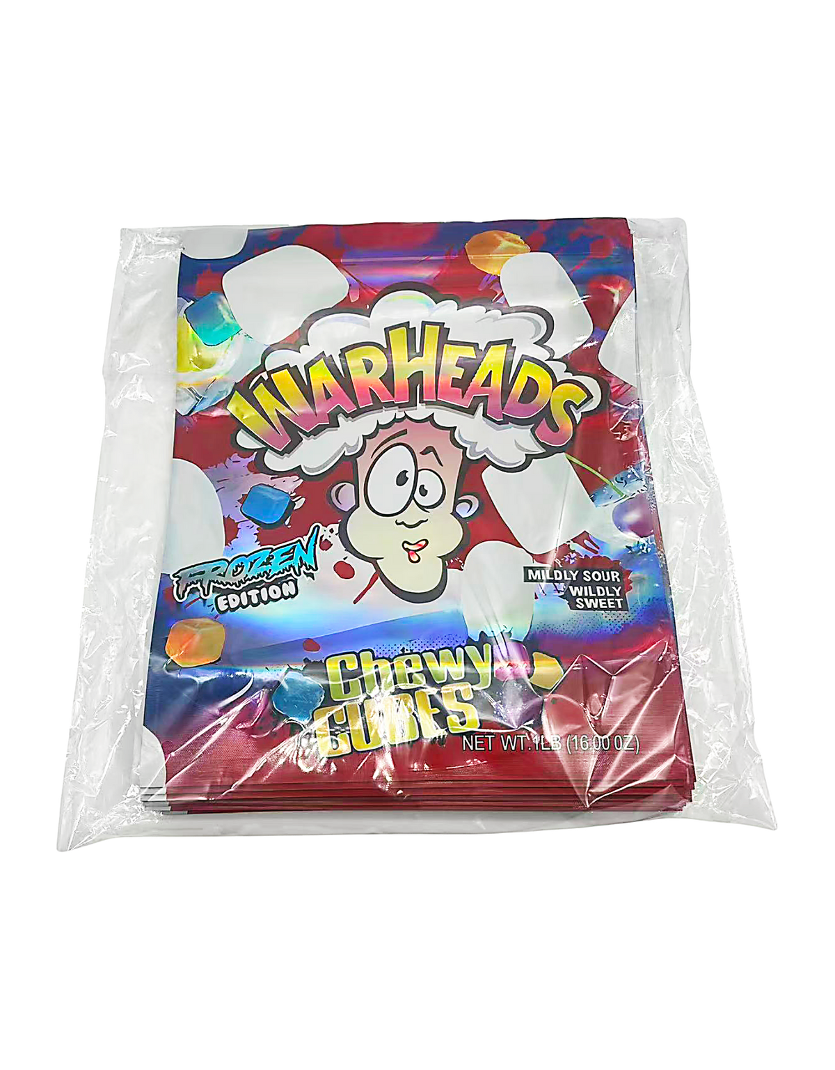 25 Pack – 1lb Exotic Mylar Bags - Warheads Chewy Cubes