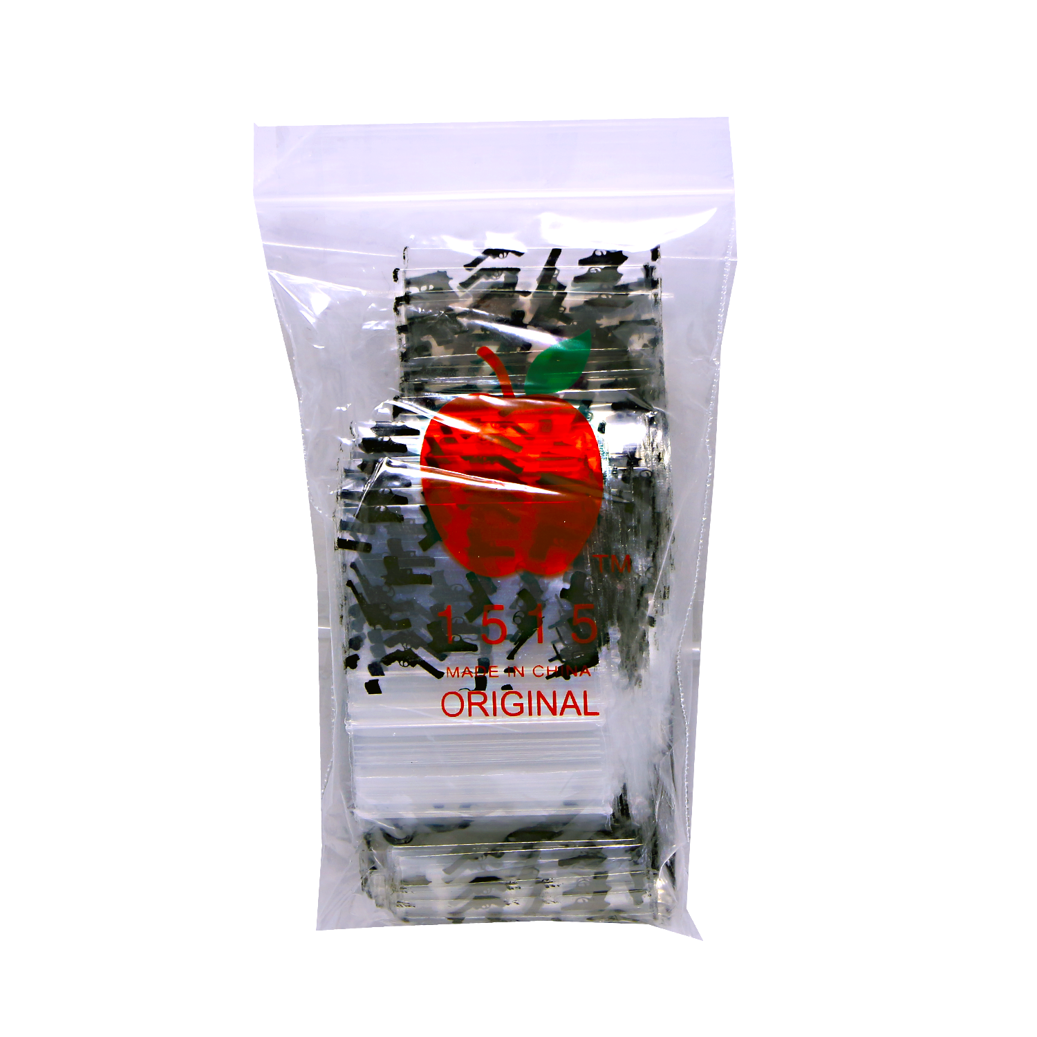 Mylar Bags, herb Mylar Bags, , Where to buy mylar bags, Custom mylar bags near me, Mylar Bags Wholesale. Clear plastic bag with a red apple logo and text on a white background