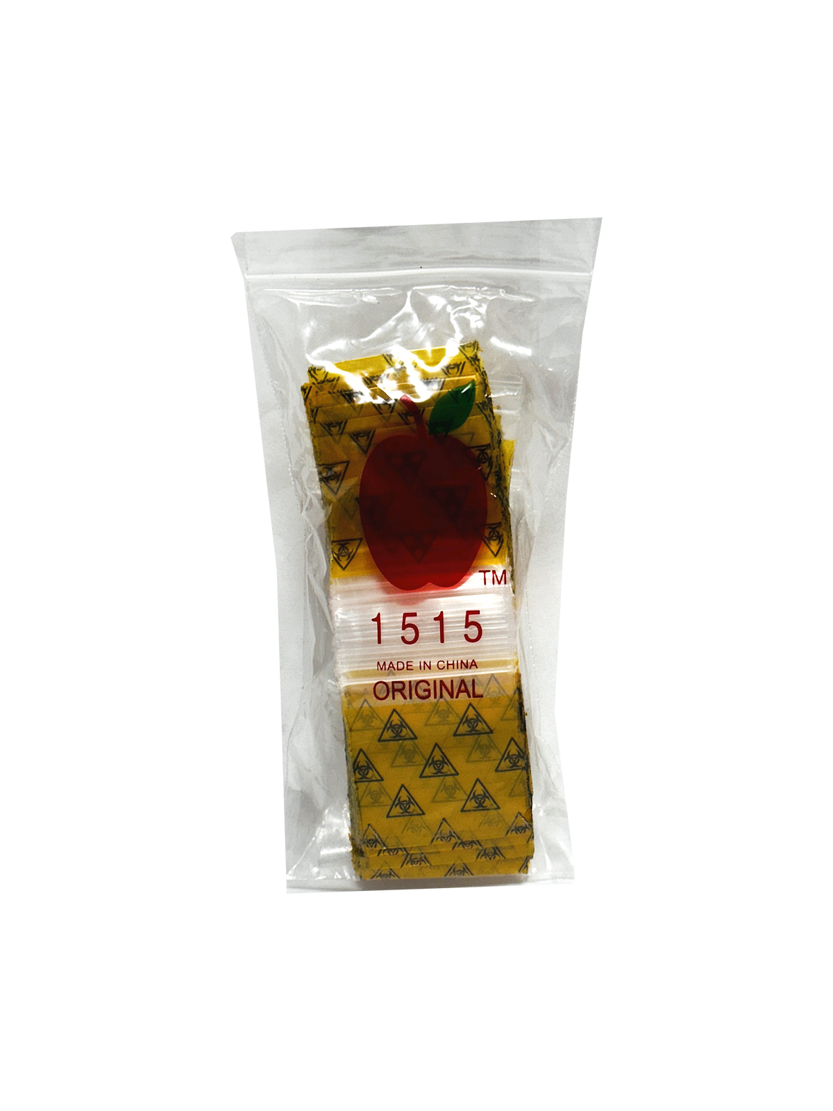 1000 Pack - Mini Apple Bags 1515 (1.5" x 1.5") Clear Storage Bag - Radioactive Sign