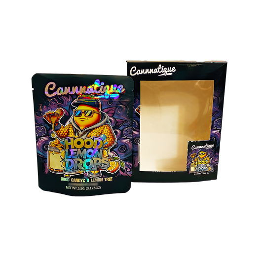 3.5g Mylar Bag with Window Box - Hood Lemon (25 Bags+25Boxes)