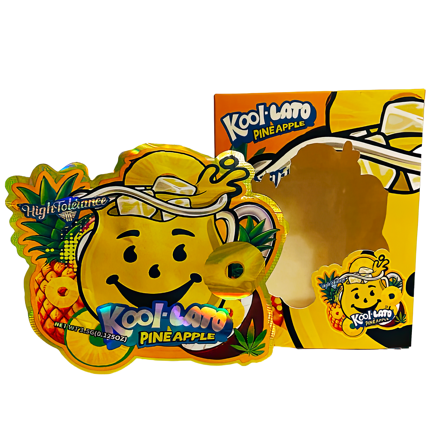 3.5g Mylar Bag with Window Box - Kool-Lato Pineapple (25 Bags+25Boxes)