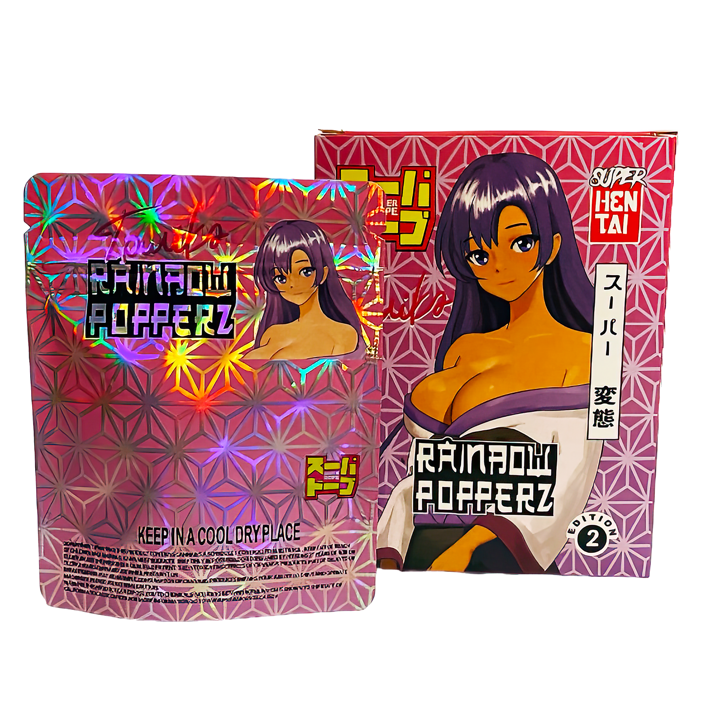 3.5g Mylar Bag with Window Box - Rainbow Popperz (25 Bags+25Boxes)