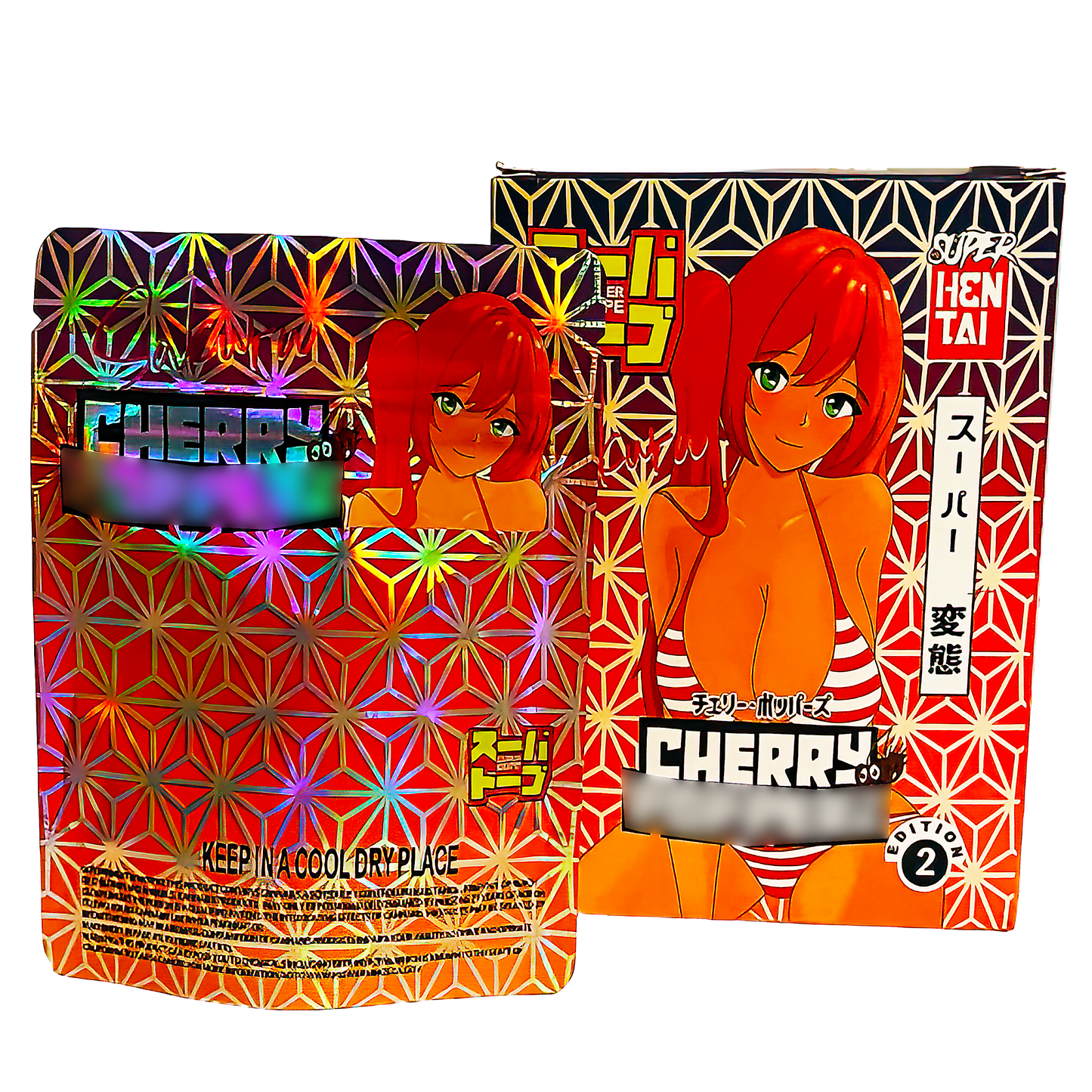 3.5g Mylar Bag with Window Box - Cherry Popperz (25 Bags+25Boxes)