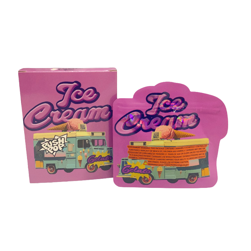 25 Pack 3.5g Shaped Bags & Window Boxes Set - Ice Cream Gelato Truck