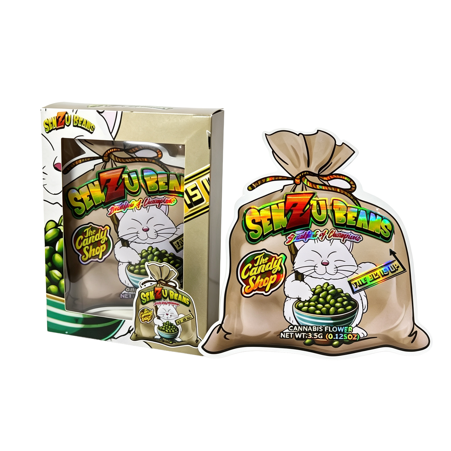 25 Pack 3.5g Shaped Bags & Window Boxes Set - The Candy Shop Senzu Beans