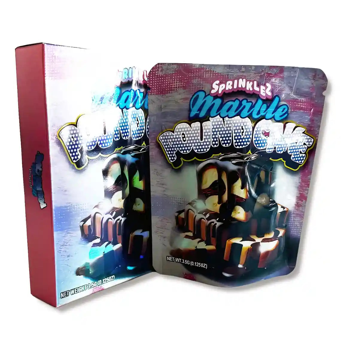 Large mylar bags, herb Mylar Bags, Mylar bag with box, Where to buy mylar bags, Custom mylar bags near me.   Sprinkle Popplers packaging with colorful design on a white background