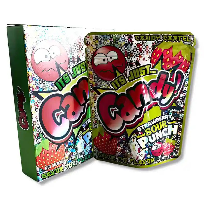 Large mylar bags, herb Mylar Bags, Mylar bag with box, Where to buy mylar bags, Custom mylar bags near me. Candy packaging with colorful design and text on a white background