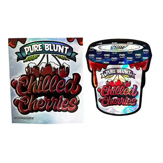 Mylar Bag Pure Blunt Chilled Cherries vape product packaging on a white background