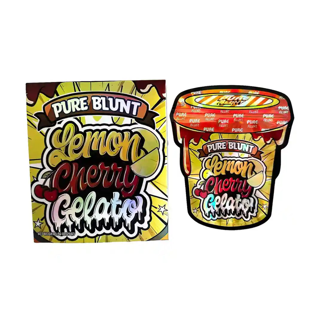 Mylar Bag Pure Blunt Lemon Cherry Gelato packaging on a white background