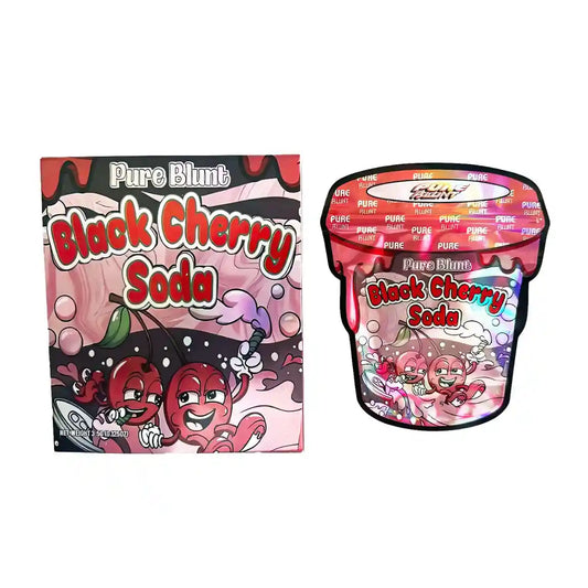 Mylar Bag Pure Blunt Black Cherry Soda packaging on a white background