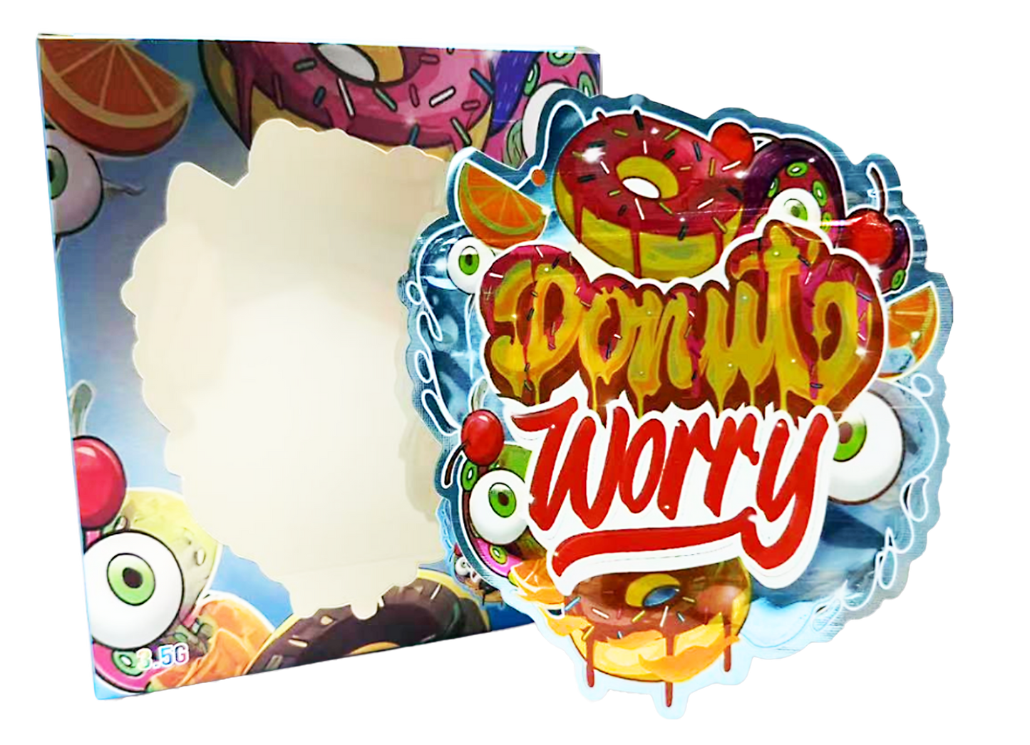3.5g Mylar Bag with Window Box - Donut's Worry (25 Bags+25Boxes)