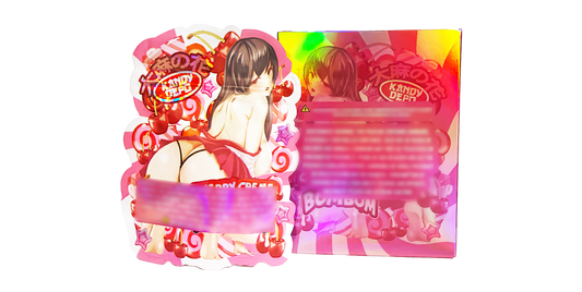 3.5g Shaped Mylar Storage Bag with Box - Cherry Creme Bombom (25 Storage Bags+25Boxes)