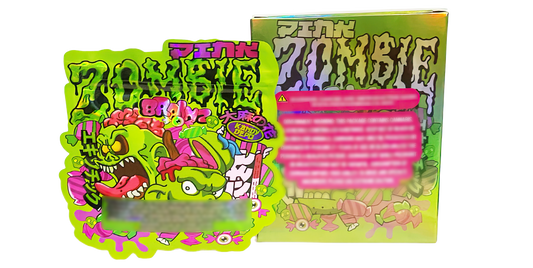 3.5g Shaped Mylar Storage Bag with Box - Pink Zombie Brainz (25 Storage Bags+25Boxes)