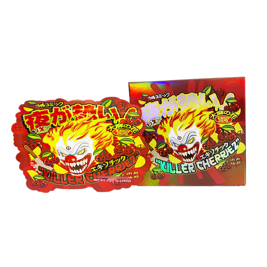 3.5g Shaped Mylar Storage Bag with Box - Killer Cherriez (25 Storage Bags+25Boxes)