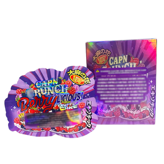 3.5g Shaped Mylar Storage Bag with Box - Capn Crunch Berrylicious (25 Storage Bags+25Boxes)