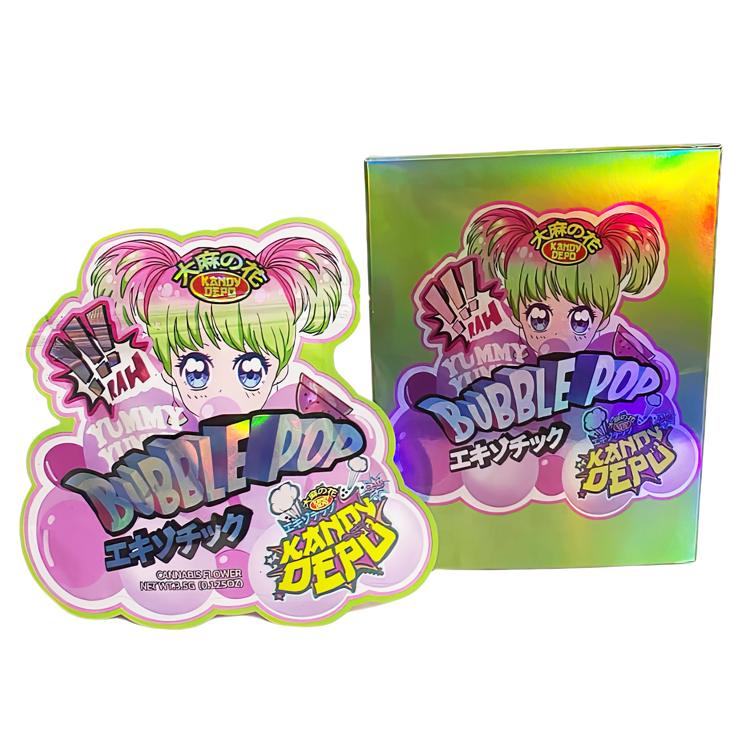 3.5g Shaped Mylar Bag with Box - Bubble Pop Kandy Depo (25 Bags+25Boxes)