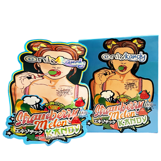 3.5g Shaped Mylar Storage Bag with Box - Strawberry Melon (25 Storage Bags+25Boxes)