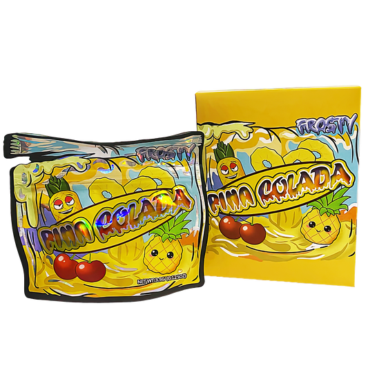 3.5g Shaped Mylar Storage Bag with Box - Pina Colada (25 Storage Bags+25Boxes)
