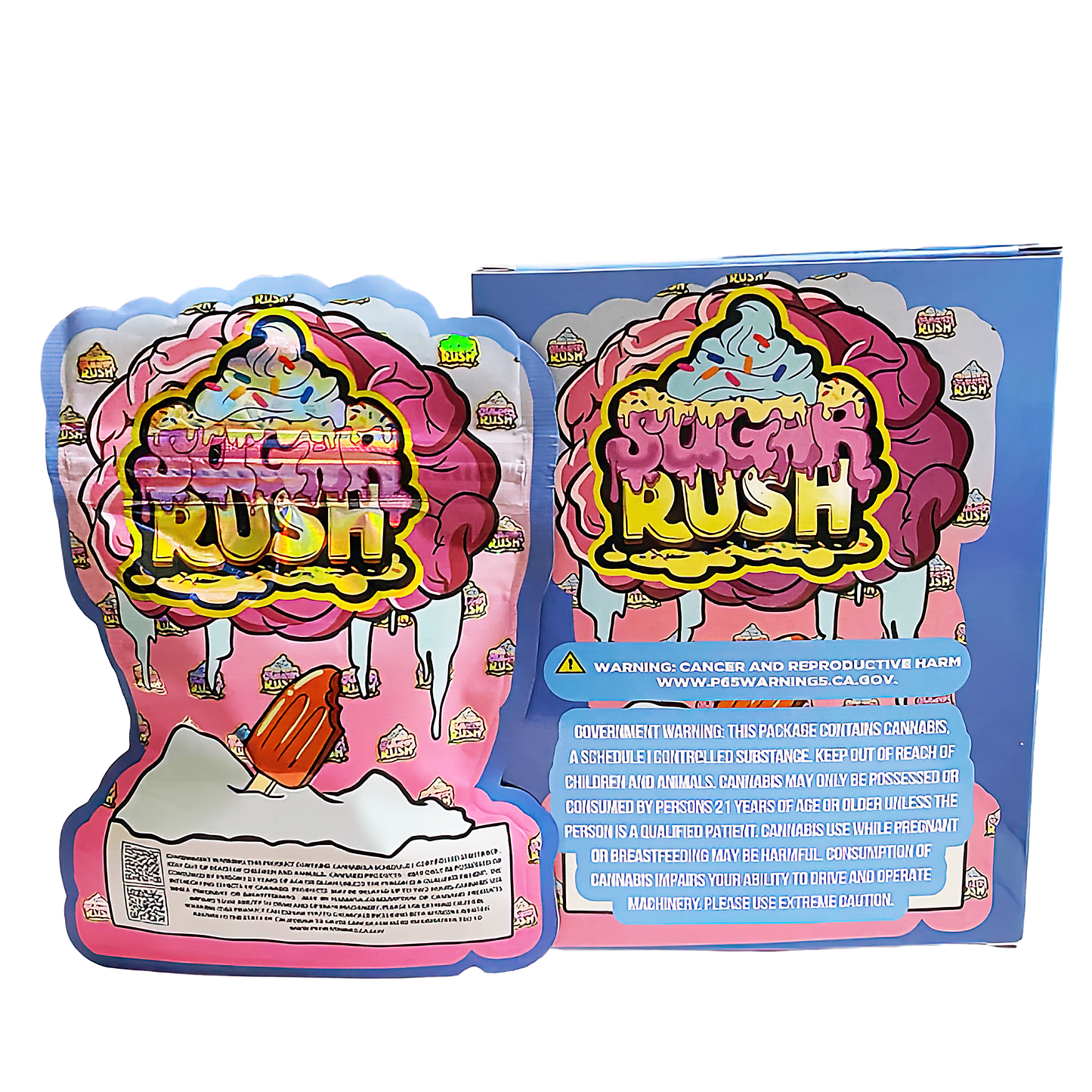 3.5g Shaped Mylar Bag with Box - Brain Freeze (25 Bags+25Boxes)