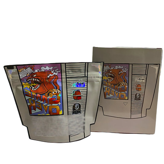 3.5g Shaped Mylar Storage Bag with Box - Game Over (25 Storage Bags+25Boxes)