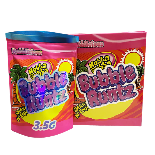 3.5g Shaped Mylar Storage Bag with Box - Bubble Runtz (25 Storage Bags+25Boxes)