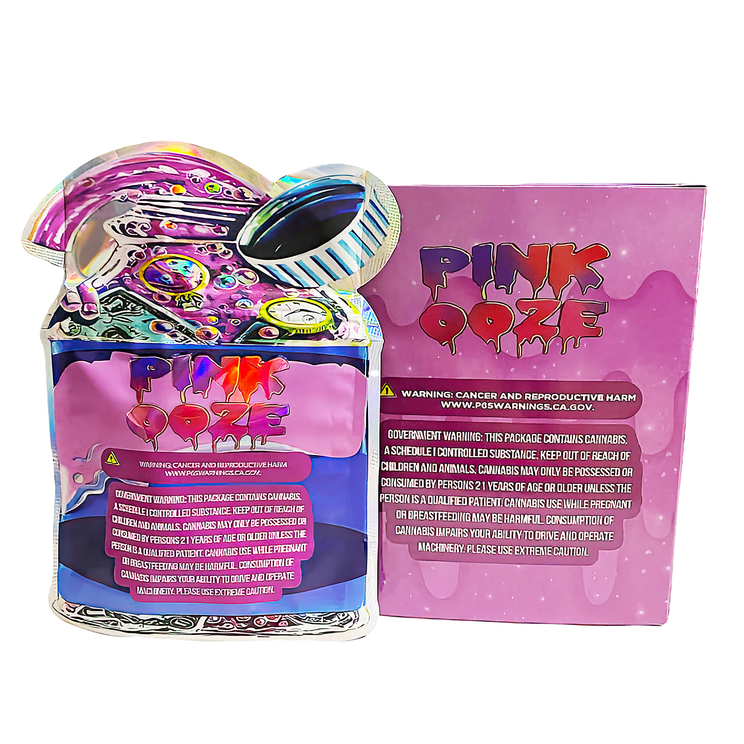 3.5g Shaped Mylar Bag with Box - Pink Ooze (25 Bags+25Boxes)