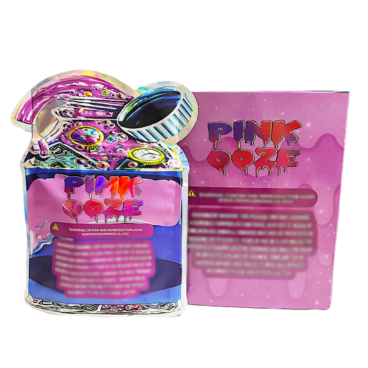 3.5g Shaped Mylar Storage Bag with Box - Pink Ooze (25 Storage Bags+25Boxes)