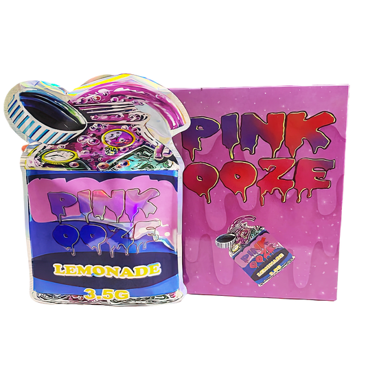 3.5g Shaped Mylar Storage Bag with Box - Pink Ooze (25 Storage Bags+25Boxes)