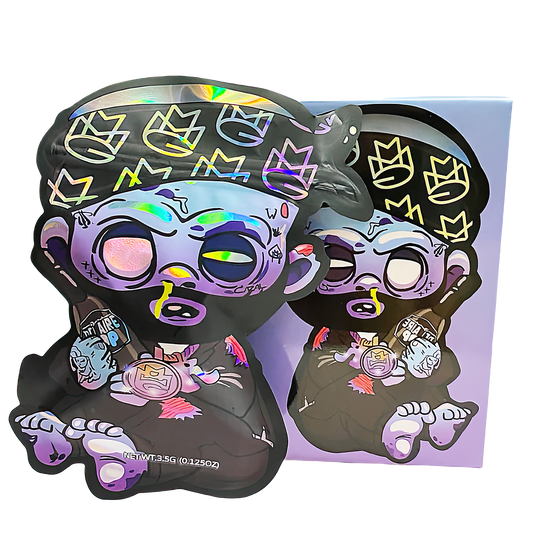 3.5g Shaped Mylar Storage Bag with Box - Air Pop Rebel (25 Storage Bags+25Boxes)