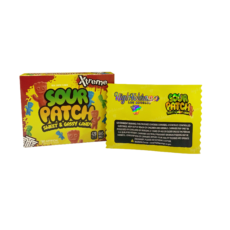 25 Pack 3.5g Shaped Bags & Boxes Set - High Tolerance Xtreme Sour Patch