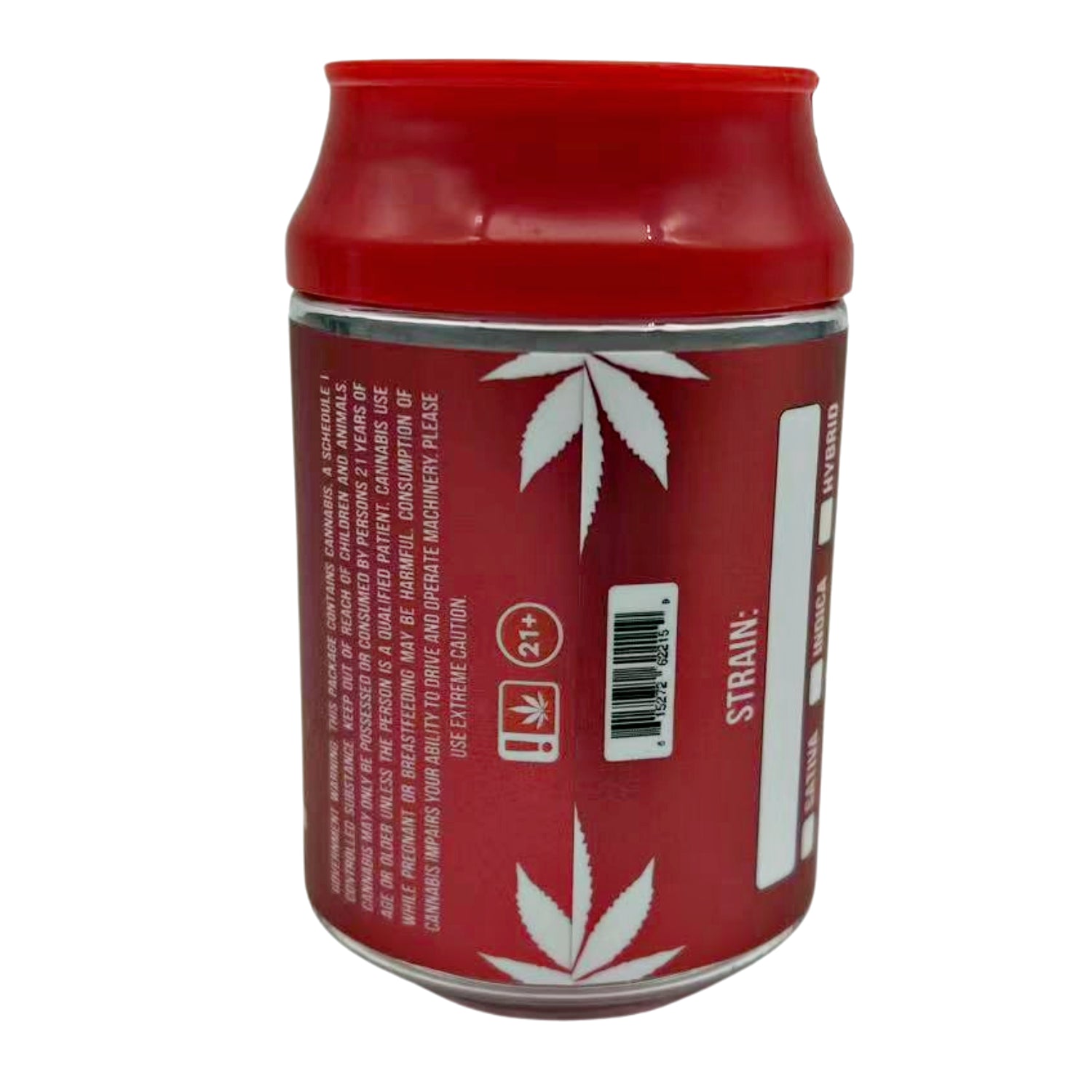 Can Mylar bag 3.5g, herb Mylar Bags, Where to buy mylar bags, Custom mylar bags near me, Mylar Bags Wholesale. Red can with herb leaf symbols on a white background