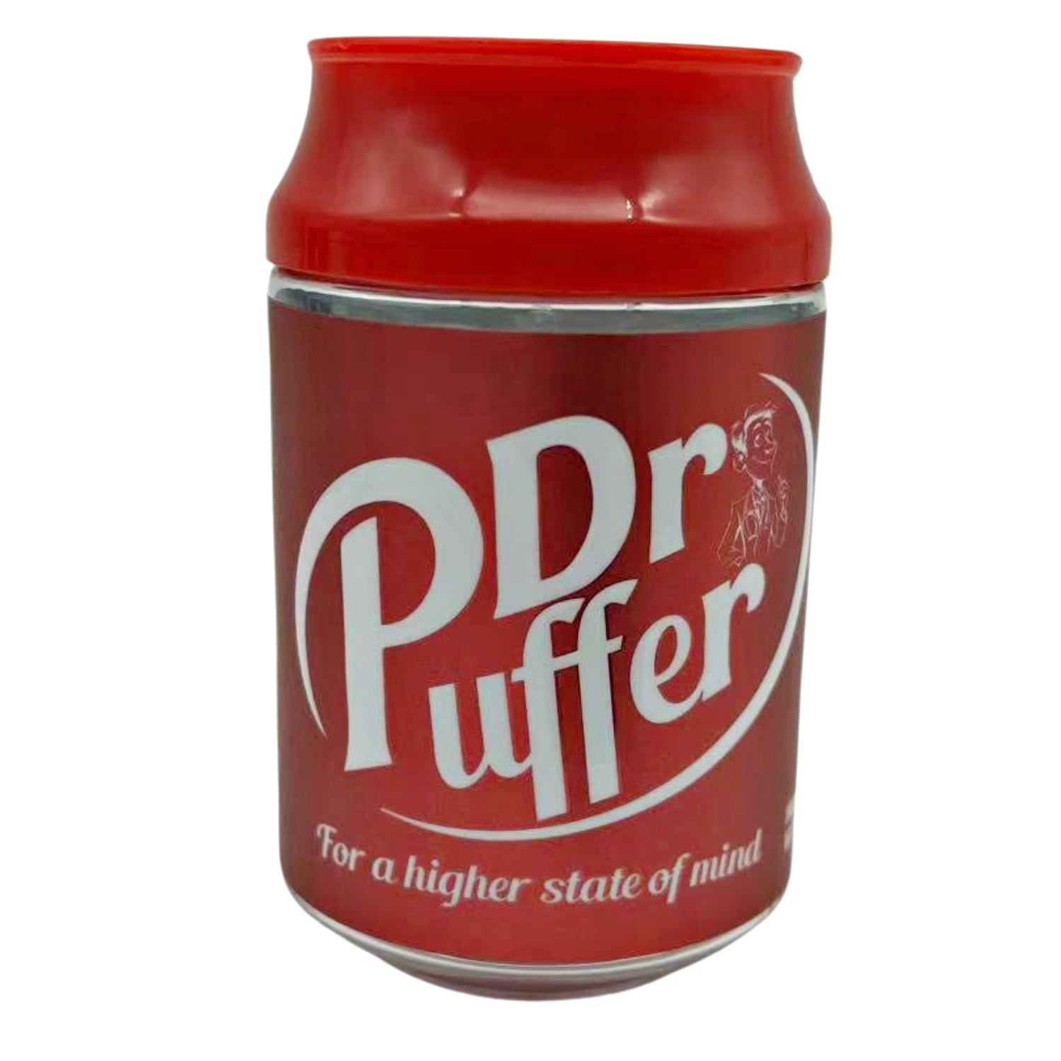 Can Mylar bag 3.5g, herb Mylar Bags, Where to buy mylar bags, Custom mylar bags near me, Mylar Bags Wholesale. Red canister with 'Dr Puffer' branding on a white background