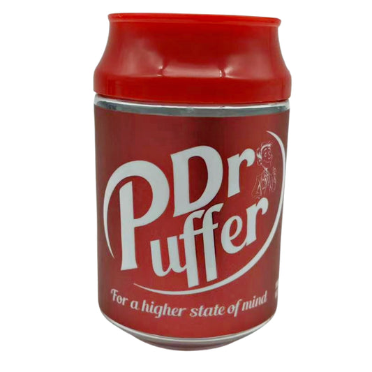 Can Mylar bag 3.5g, herb Mylar Bags, Where to buy mylar bags, Custom mylar bags near me, Mylar Bags Wholesale. Red canister with 'Dr Puffer' branding on a white background