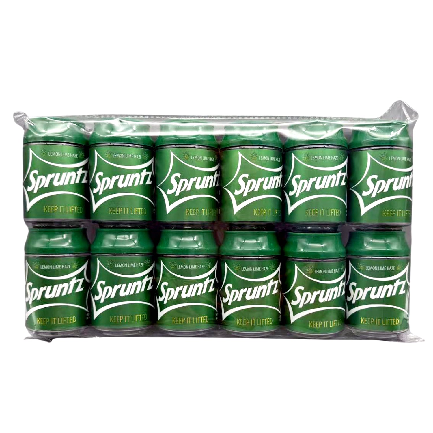 Can Mylar bag 3.5g, herb Mylar Bags, Where to buy mylar bags, Custom mylar bags near me, Mylar Bags Wholesale. Pack of Sprunt lemon lime soda cans on a white background
