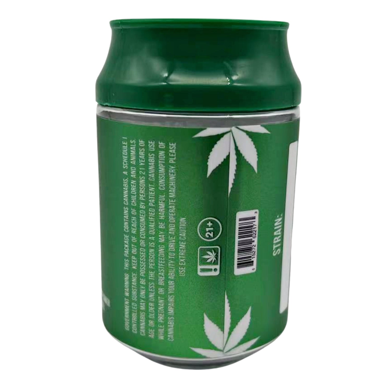 Can Mylar bag 3.5g, herb Mylar Bags, Where to buy mylar bags, Custom mylar bags near me, Mylar Bags Wholesale. Green can with herb leaf design on a white background