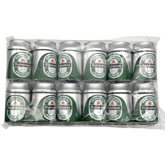 Can Mylar bag 3.5g, herb Mylar Bags, Where to buy mylar bags, Custom mylar bags near me, Mylar Bags Wholesale. Pack of Heineken beer cans with a herb leaf symbol on a white background