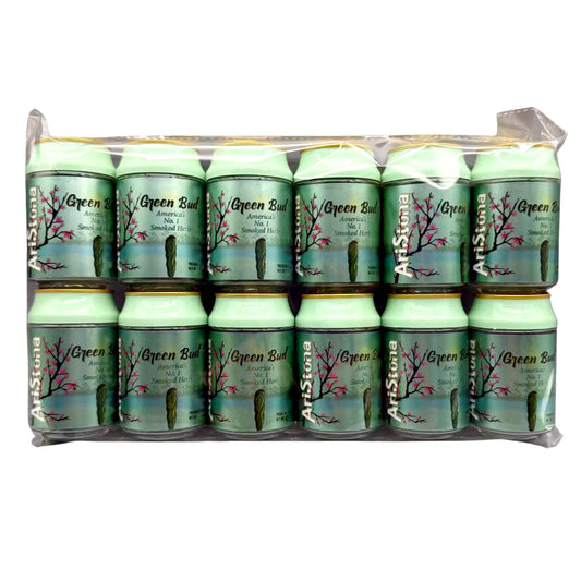 Can Mylar bag 3.5g, herb Mylar Bags, Where to buy mylar bags, Custom mylar bags near me, Mylar Bags Wholesale. Pack of Aristo Green Bud beer cans on a white background
