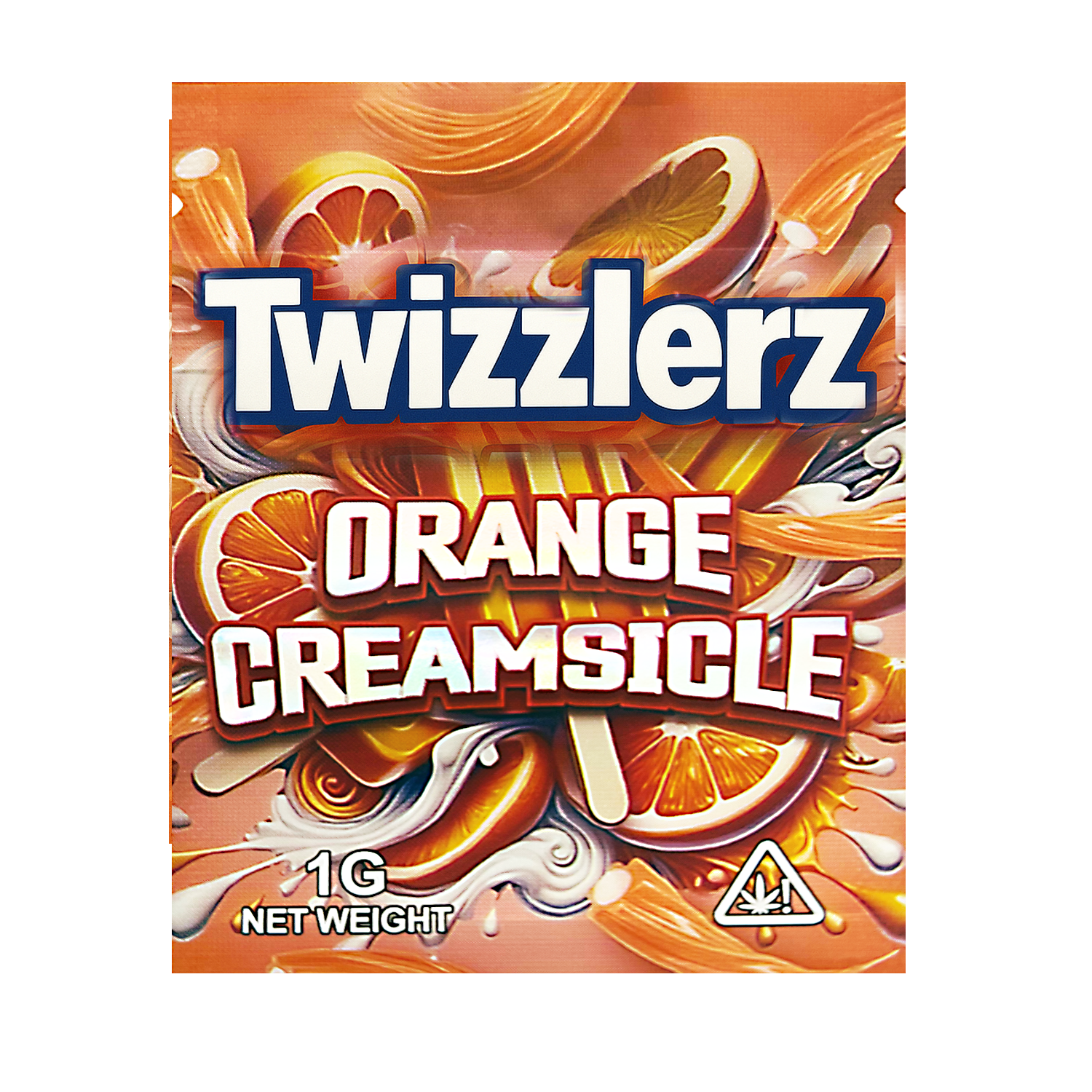 Mylar Bag Twizzlerz Orange Creamsicle candy package with orange and white design