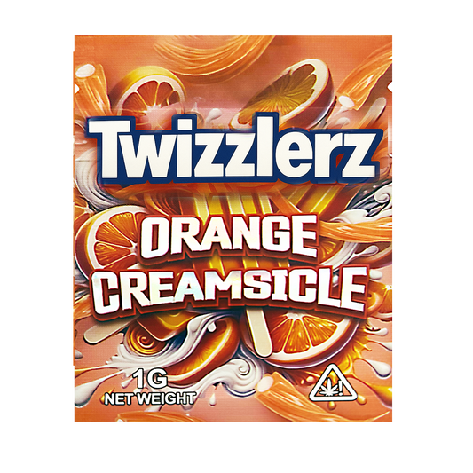 Mylar Bag Twizzlerz Orange Creamsicle candy package with orange and white design