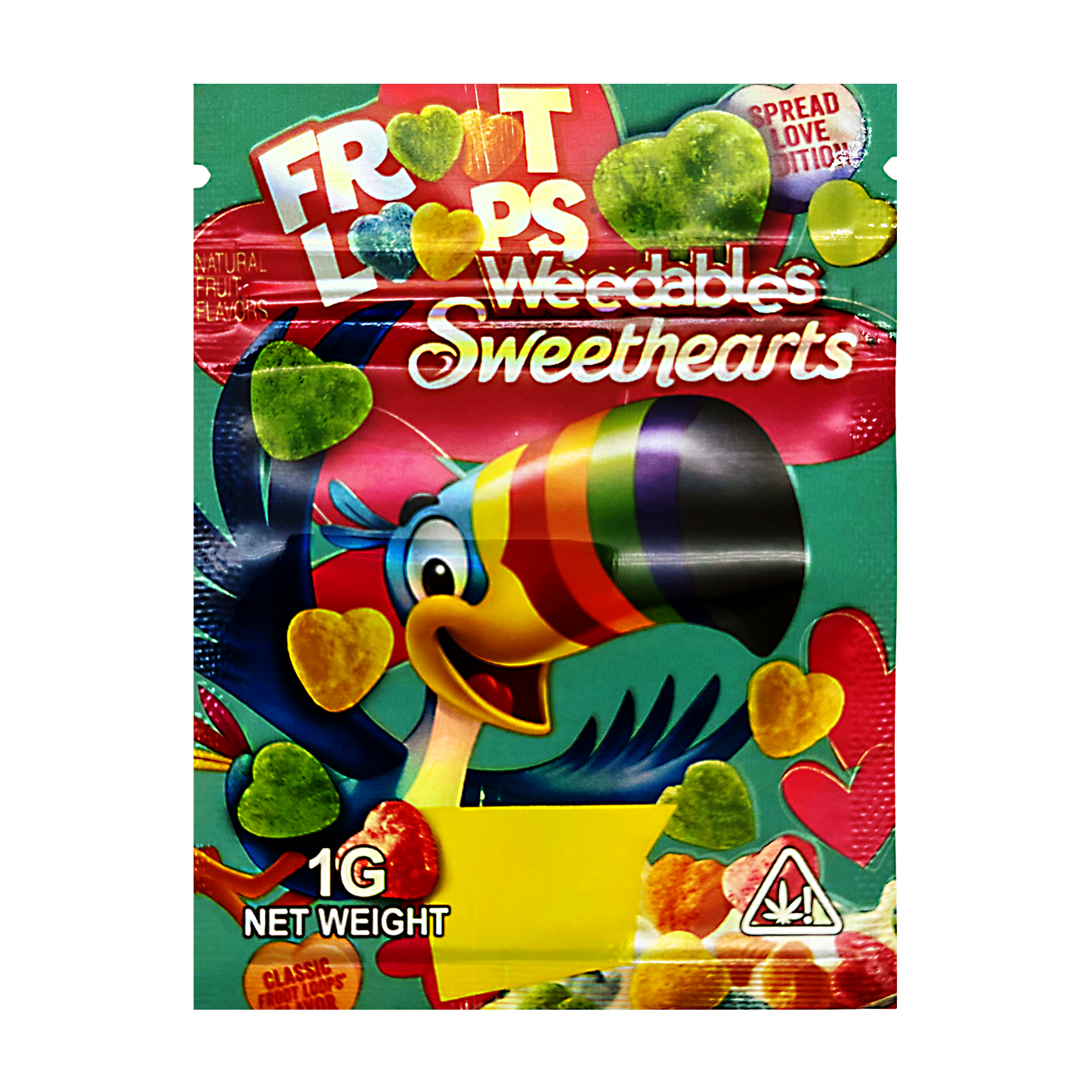 1g Exotic Mylar Bag - Froot Loops Weedablers Sweethearts (100 Count)