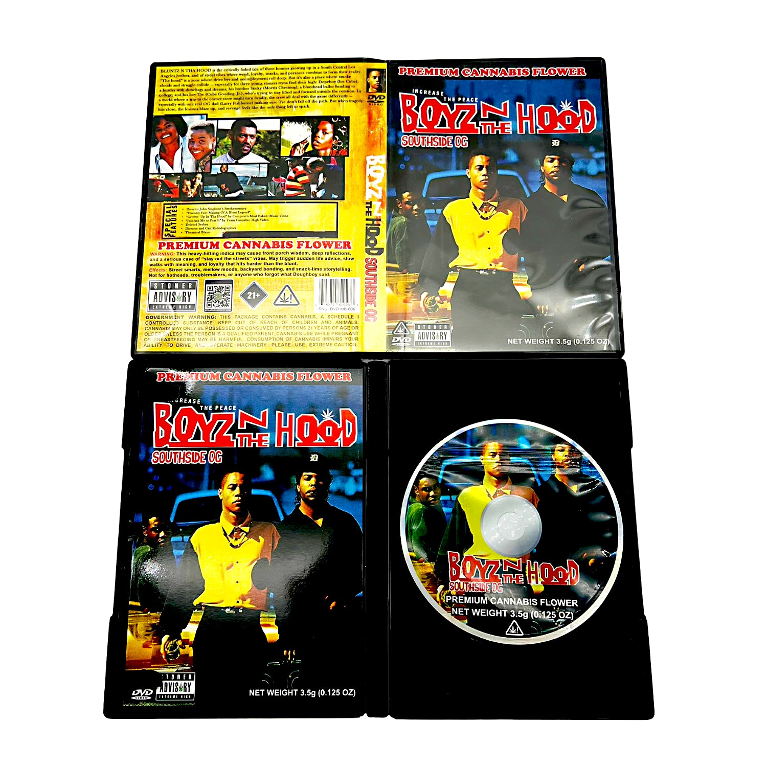 Mylar Bag DVD case for 'Boyz n the Hood' with a yellow label on the back