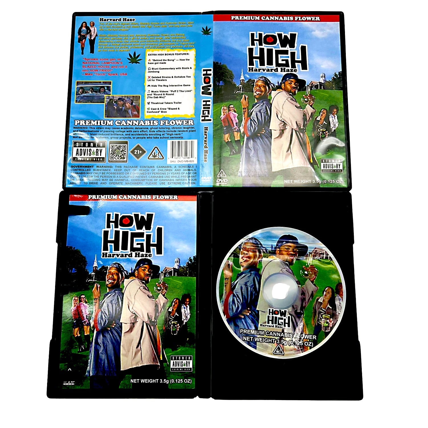 Mylar Bag  herb product packaging with 'How High' movie cover and disc