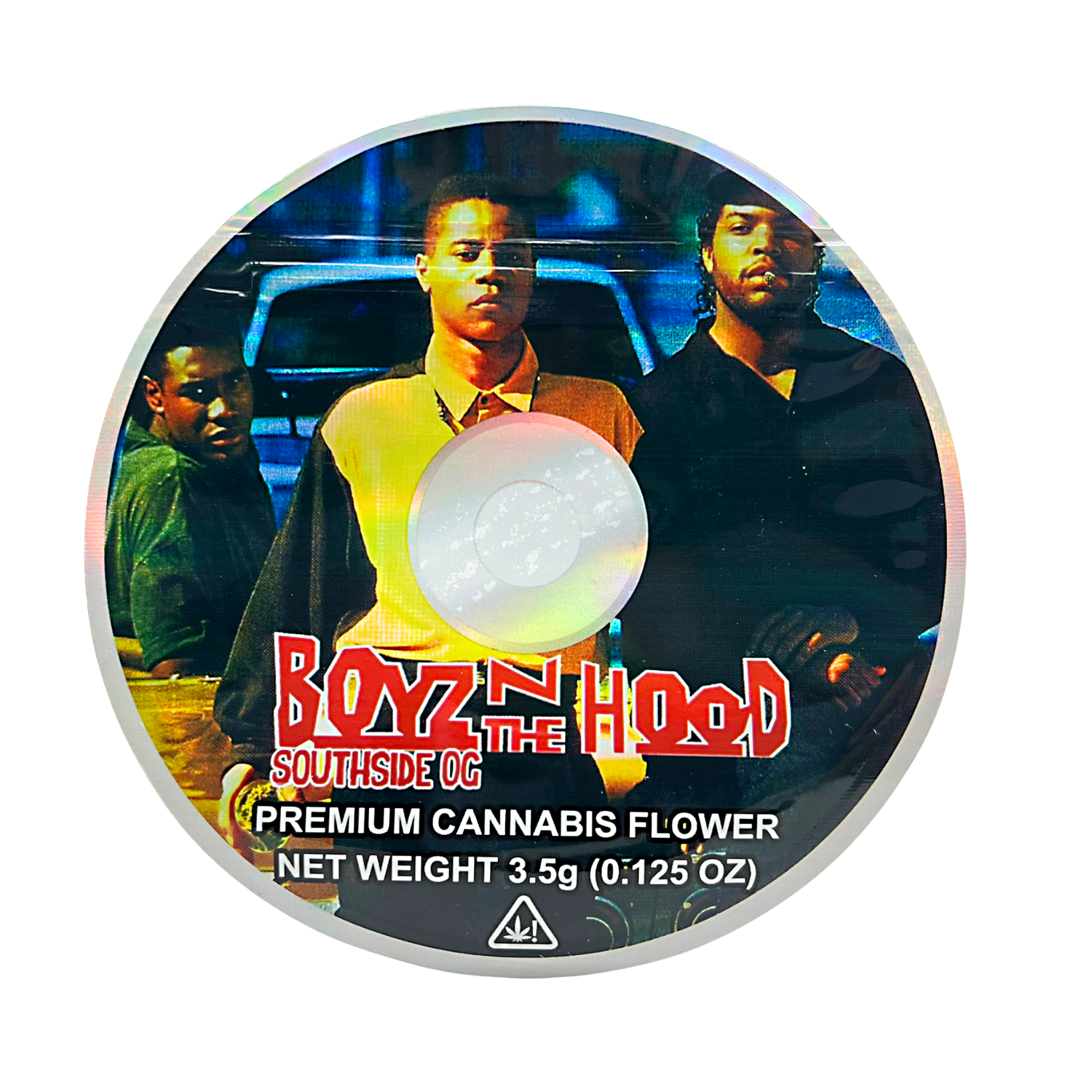 DVD Mylar bag 3.5g, herb Mylar Bags, Where to buy mylar bags, Custom mylar bags near me, Mylar Bags Wholesale. herb product packaging with 'Boyz N The Hood' branding and images of people.