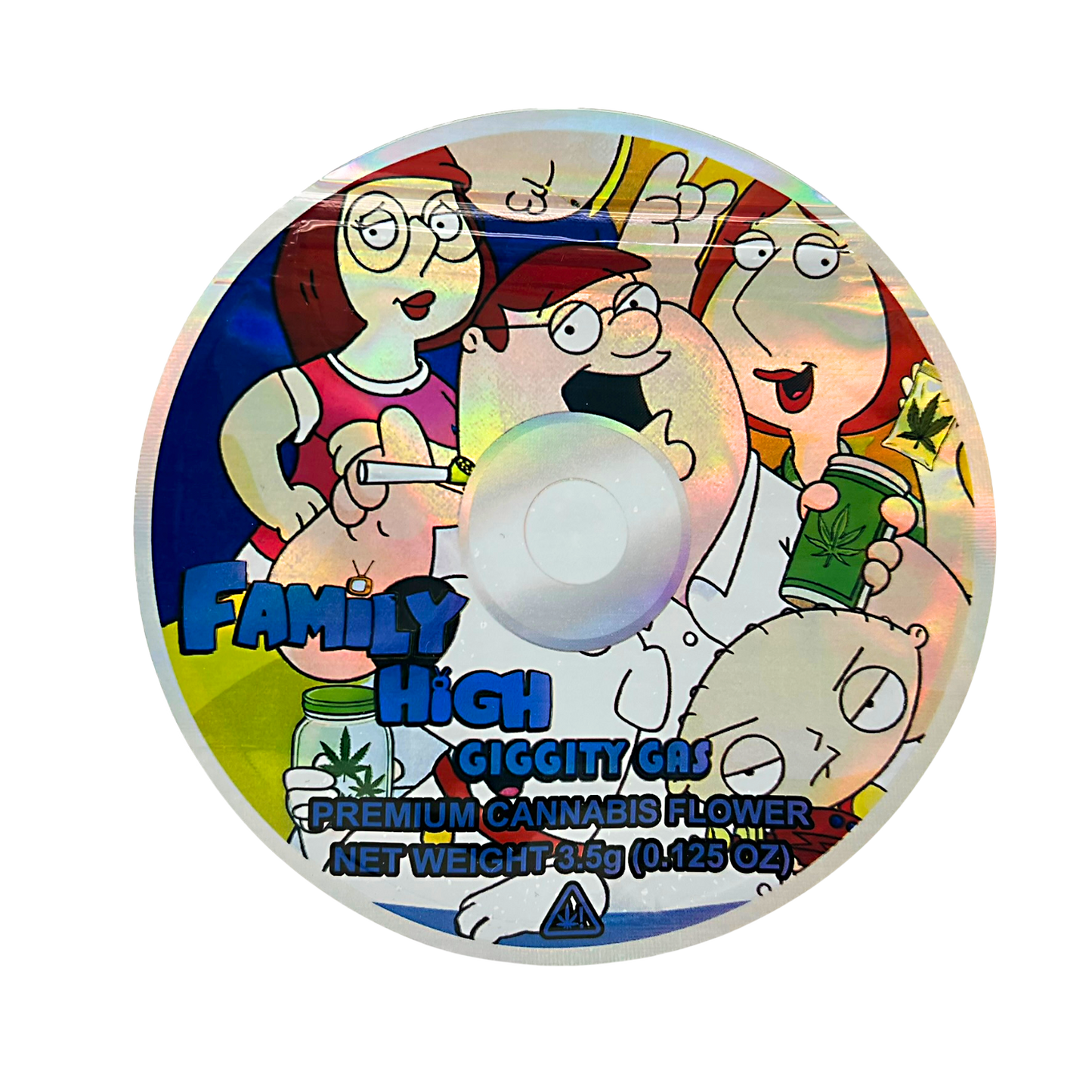 3.5g DVD Shaped Mylar Bag - Family High Giggity GRS (50 Count)