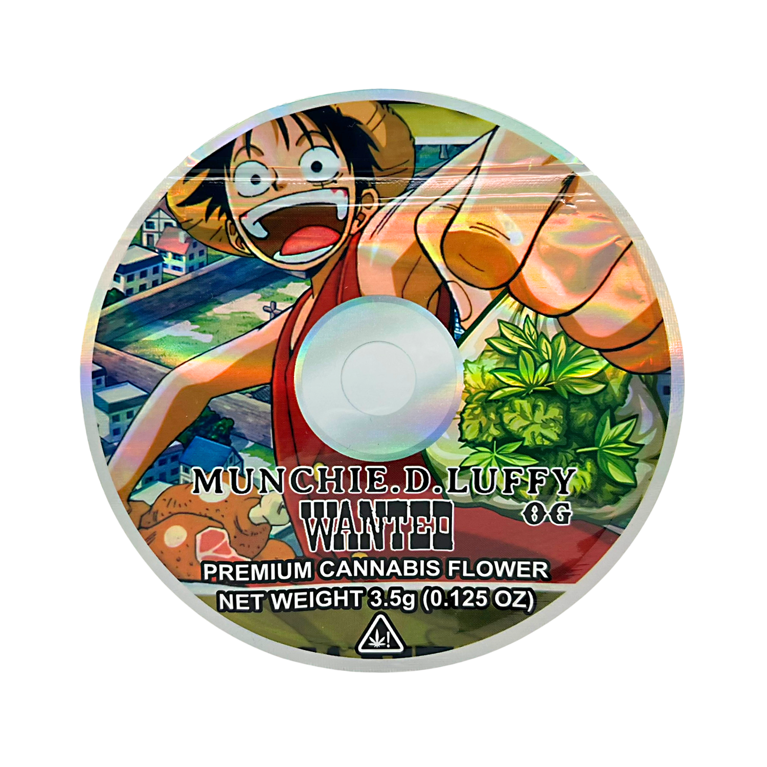 DVD Mylar bag 3.5g, herb Mylar Bags, Where to buy mylar bags, Custom mylar bags near me, Mylar Bags Wholesale. herb product packaging with an illustration of a character and text on a white background