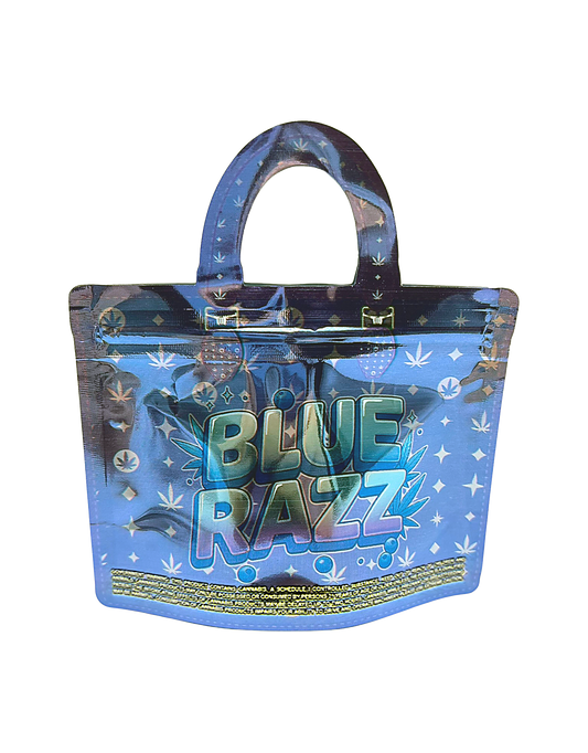 50 Count 4.5" - 3.5" Handbag-Style Mylar Bags Blue Razz