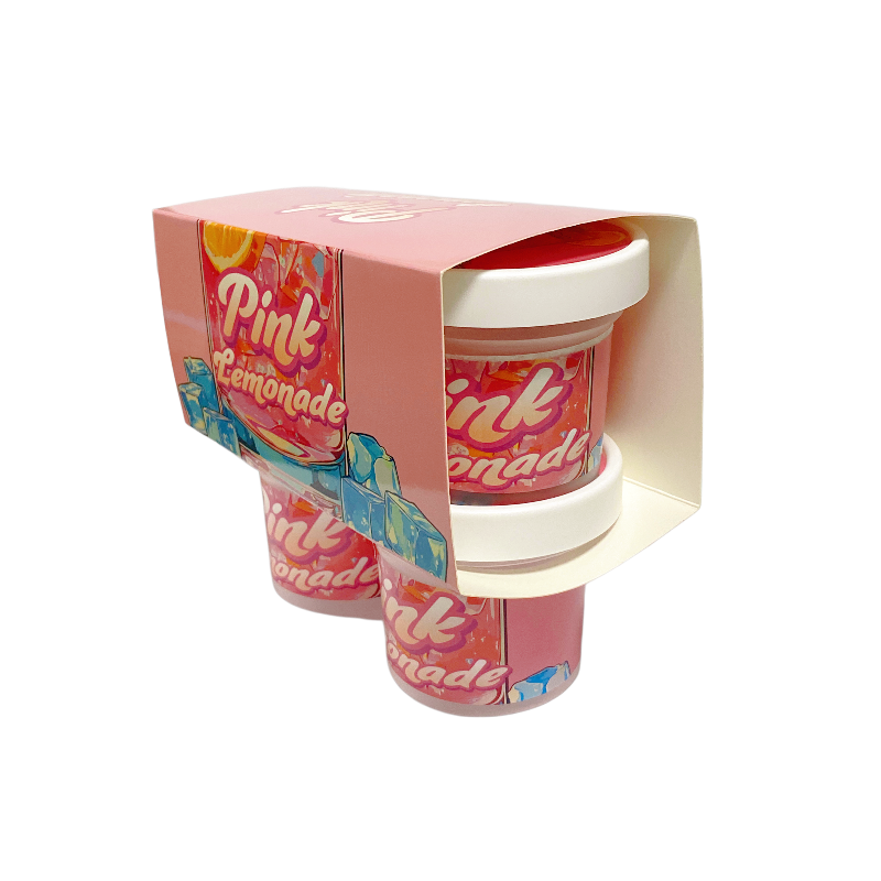 12 Pack - Ice Cream Pint Style Containers (Lids & Display Boxes) - Pink Lemonade