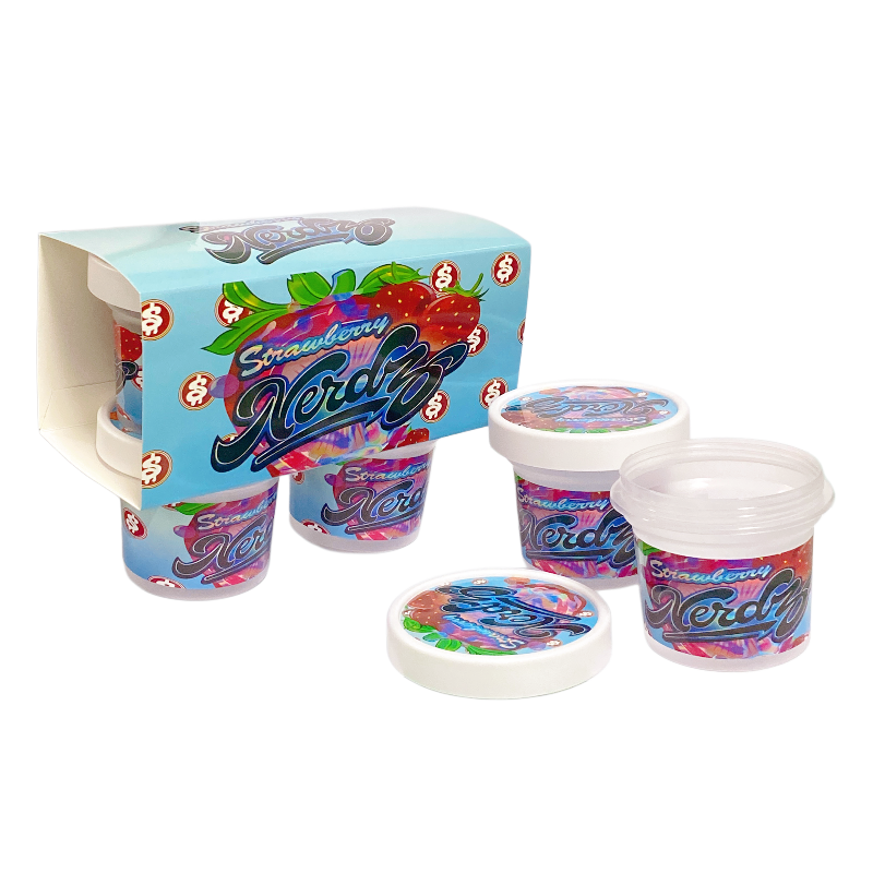 12 Pack - Ice Cream Pint Style Containers (Lids & Display Boxes) - Strawberry NerdZ