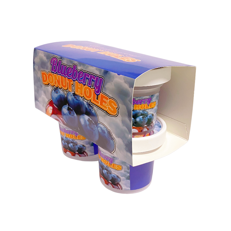 12 Pack - Ice Cream Pint Style Containers (Lids & Display Boxes) - Blueberry Donut Holes