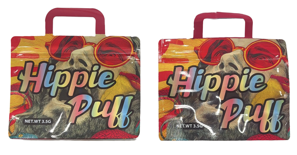 50 Pack - 3.5G Handle Shaped Mylar Bags - Hippie Puff